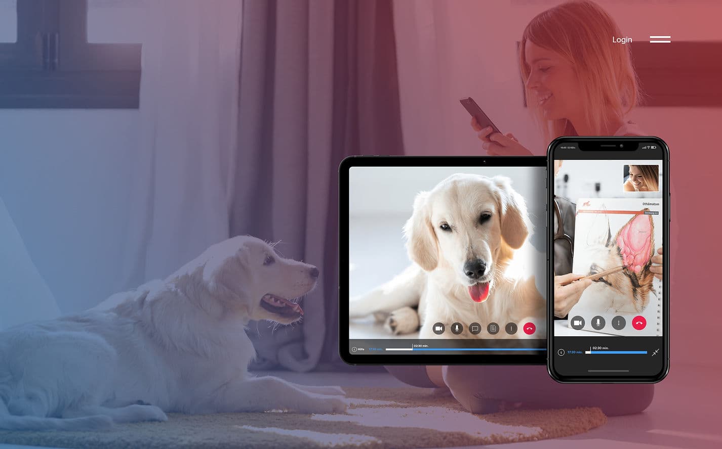 Videosprechstunde mit VetGuru auf Tablet und Smartphone